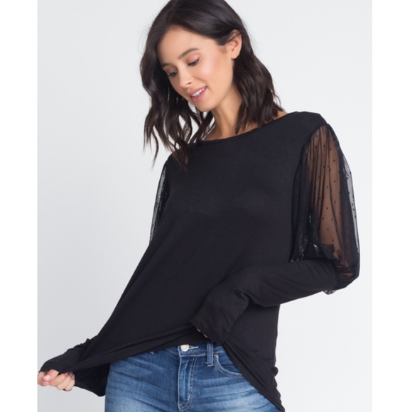 Des Feli Tops - Boat Neck Balloon Sleeve Top